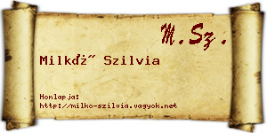 Milkó Szilvia névjegykártya